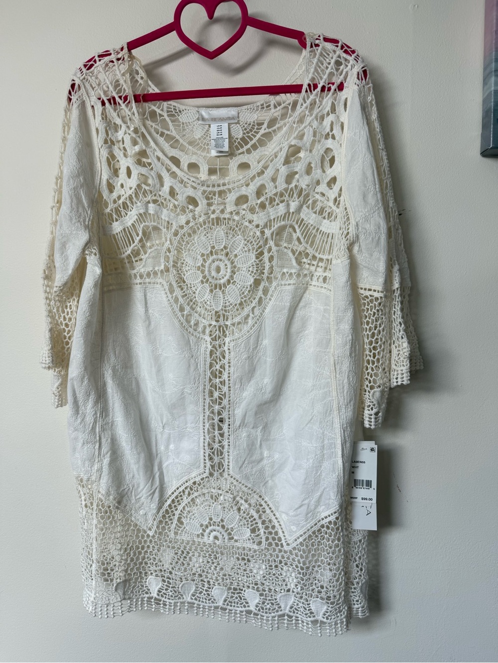 La Blanca Cream Crochet coverup